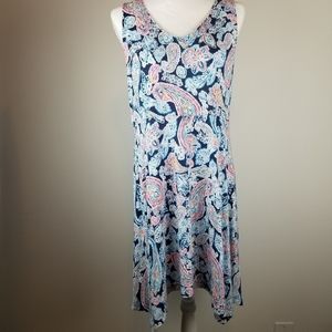 J.Jill Boho Paisley Swing Dress Sleeveless Flowy Midi Casual Size M Women's